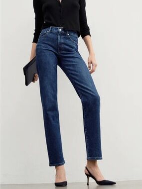 Classic High-Rise Straight Leg Jeans - Dark Blue